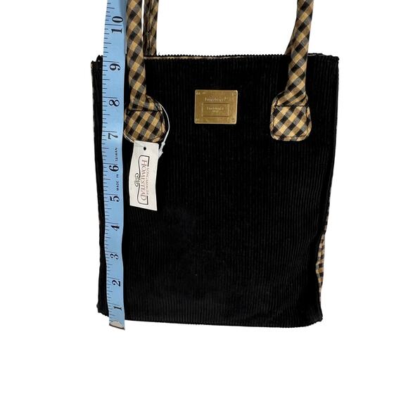 Longaberger Corduroy Plaid Small Tote Bag Purse Black Tan Khaki Check Homestead - Picture 16 of 16